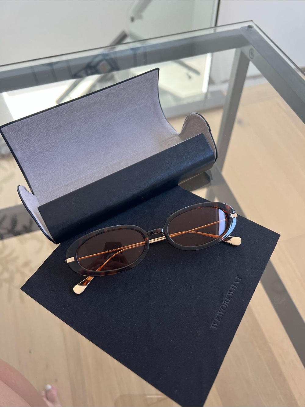 WeWoreWhat the beach sunglasses - Tortoiseshell Oval Sunglasses with Brown Lense